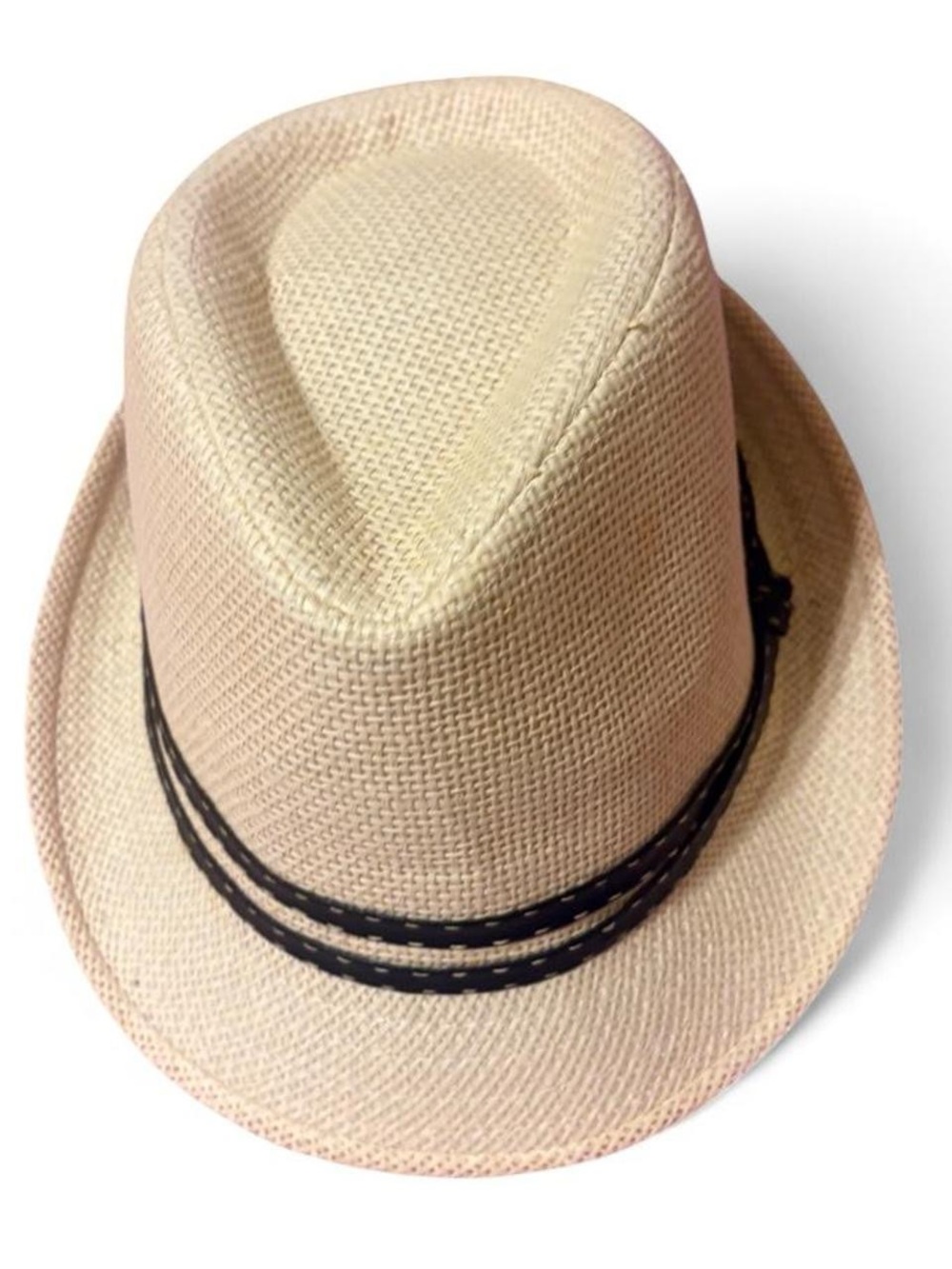 Straw Fedora Hat with Black Accent